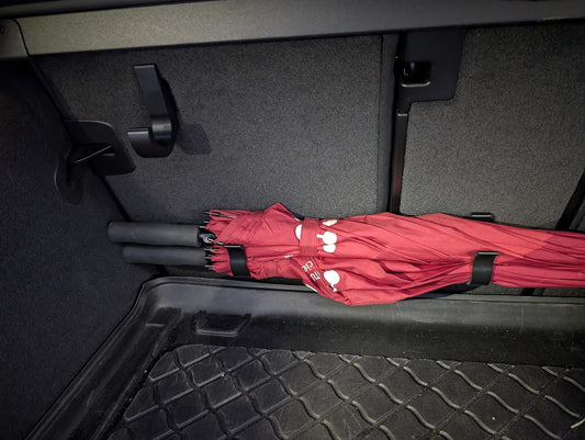 Paraplyholdere holder en paraply fast i bagagerummet på ISOFIX-beslaget på bagsiden af bagsædet (2 stk. i pakken)